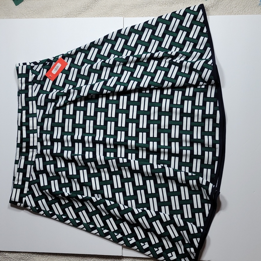 Molly & Isadora 2X Skirt Green & Black Geometric Print
